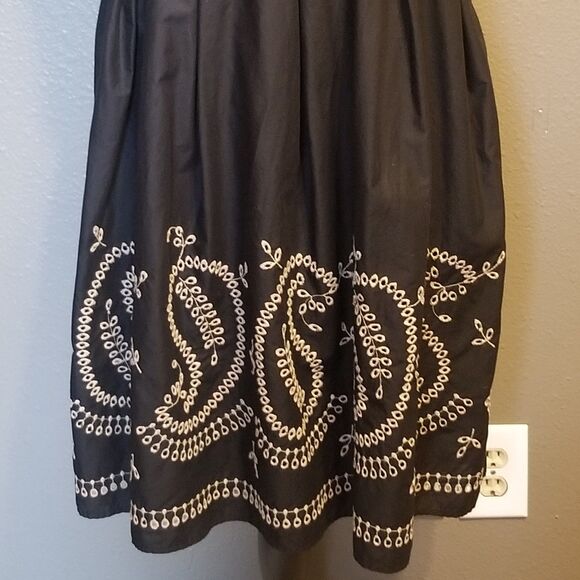 Talbots Dress 4P Petite Eyelet Lace Paisley Fit & Flare Button Front Preppy Boho - Picture 2 of 9